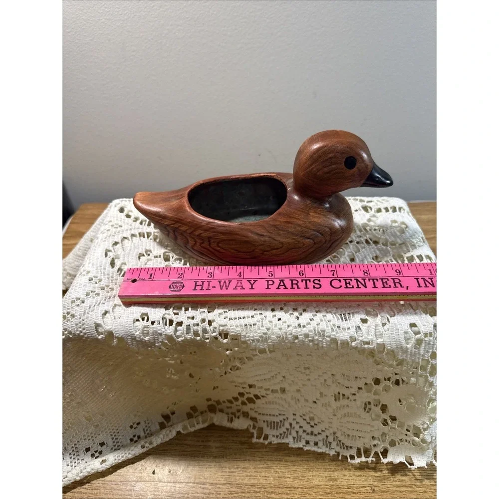 Vintage Wood Grain Look Ceramic Porcelain Duck Planter